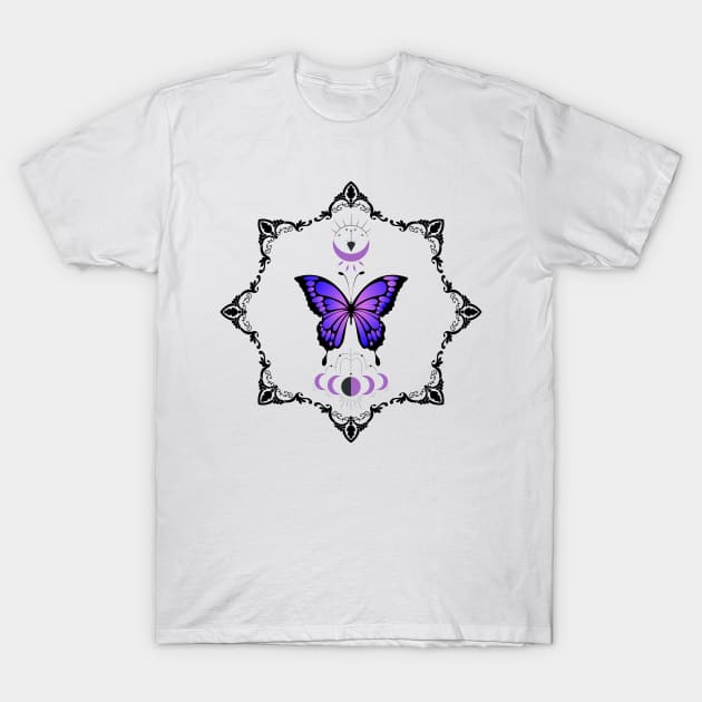 Purple Butterfly with the moon T-Shirt by Kahytal